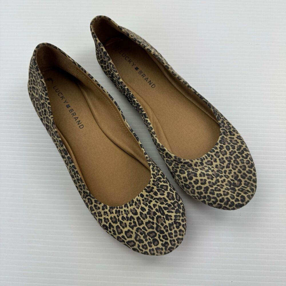 Lucky Brand Women's Leopard Print Ballet Flats - Tan/Black